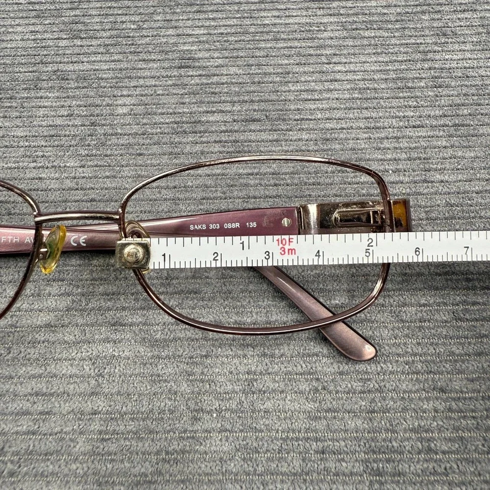Saks Fifth Avenue 303 0S8R Burgundy Metal Eyeglass Frames Rhinestone 55-16-135